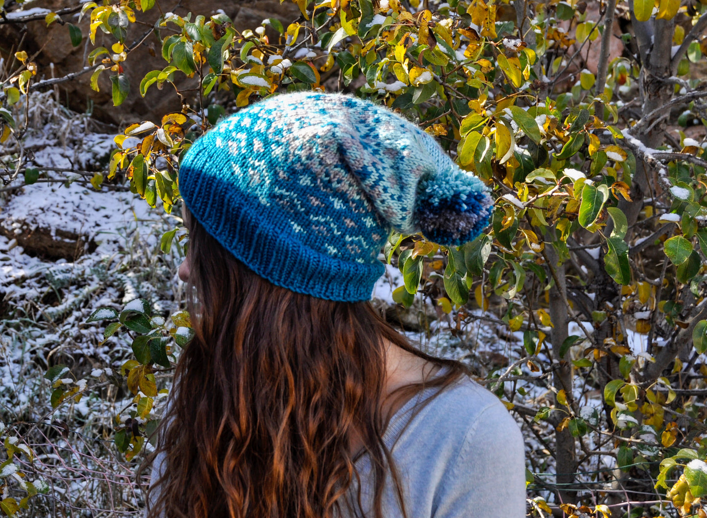 Fair Isle Knit Beanie with Pompom PATTERN DOWNLOAD