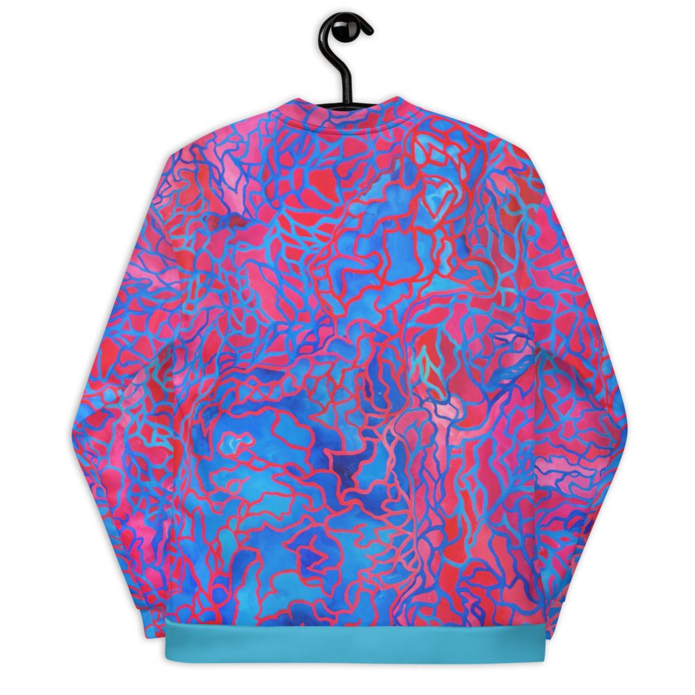 Pink | Turquoise Bomber Jacket with Blue Trim