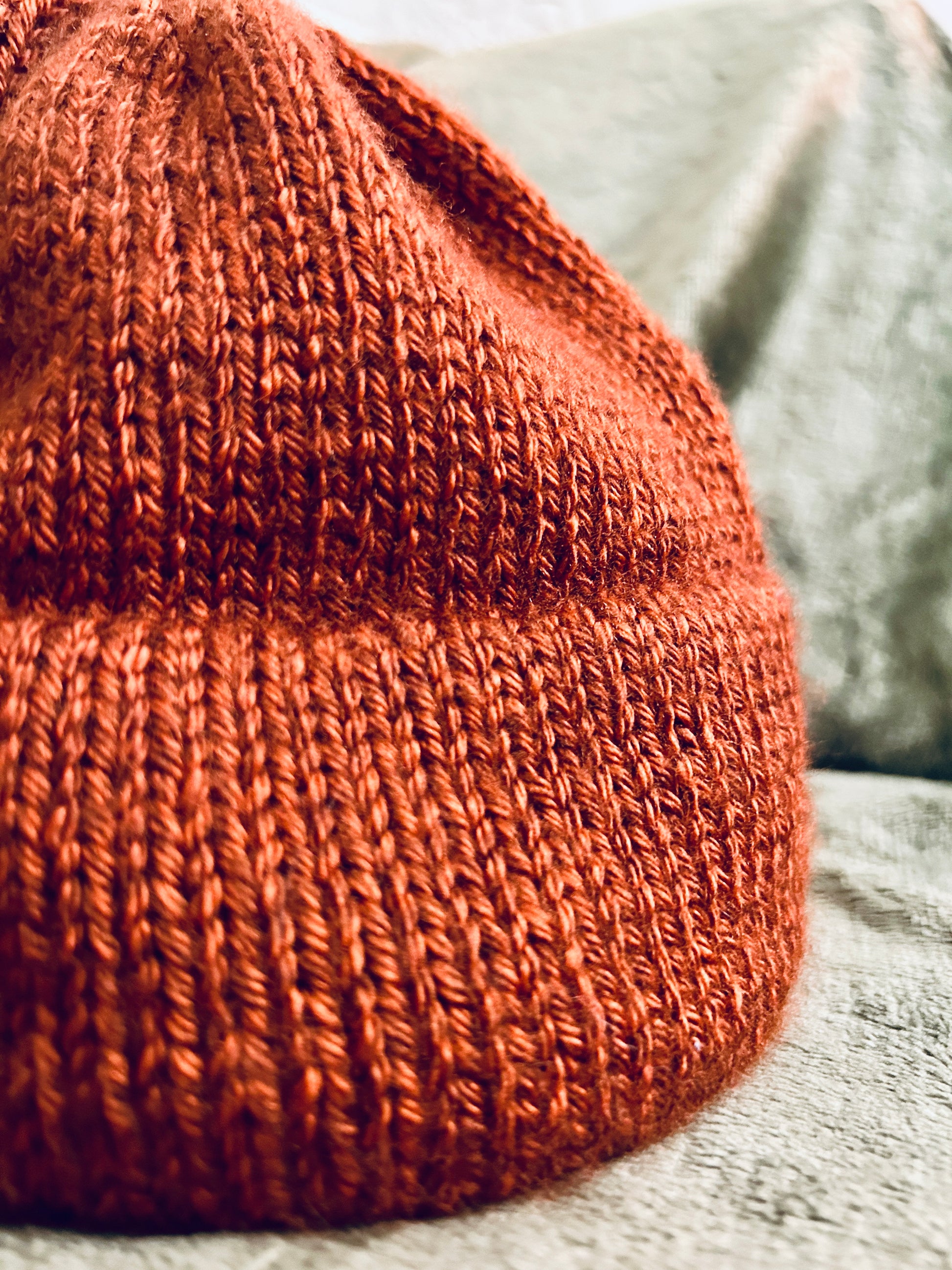 burnt orange double brim knit beanie