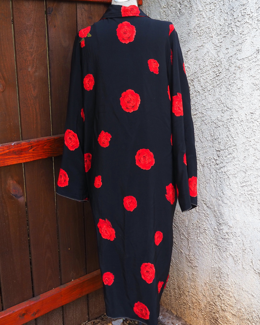 Black Rose Floral Vintage Fabric Duster