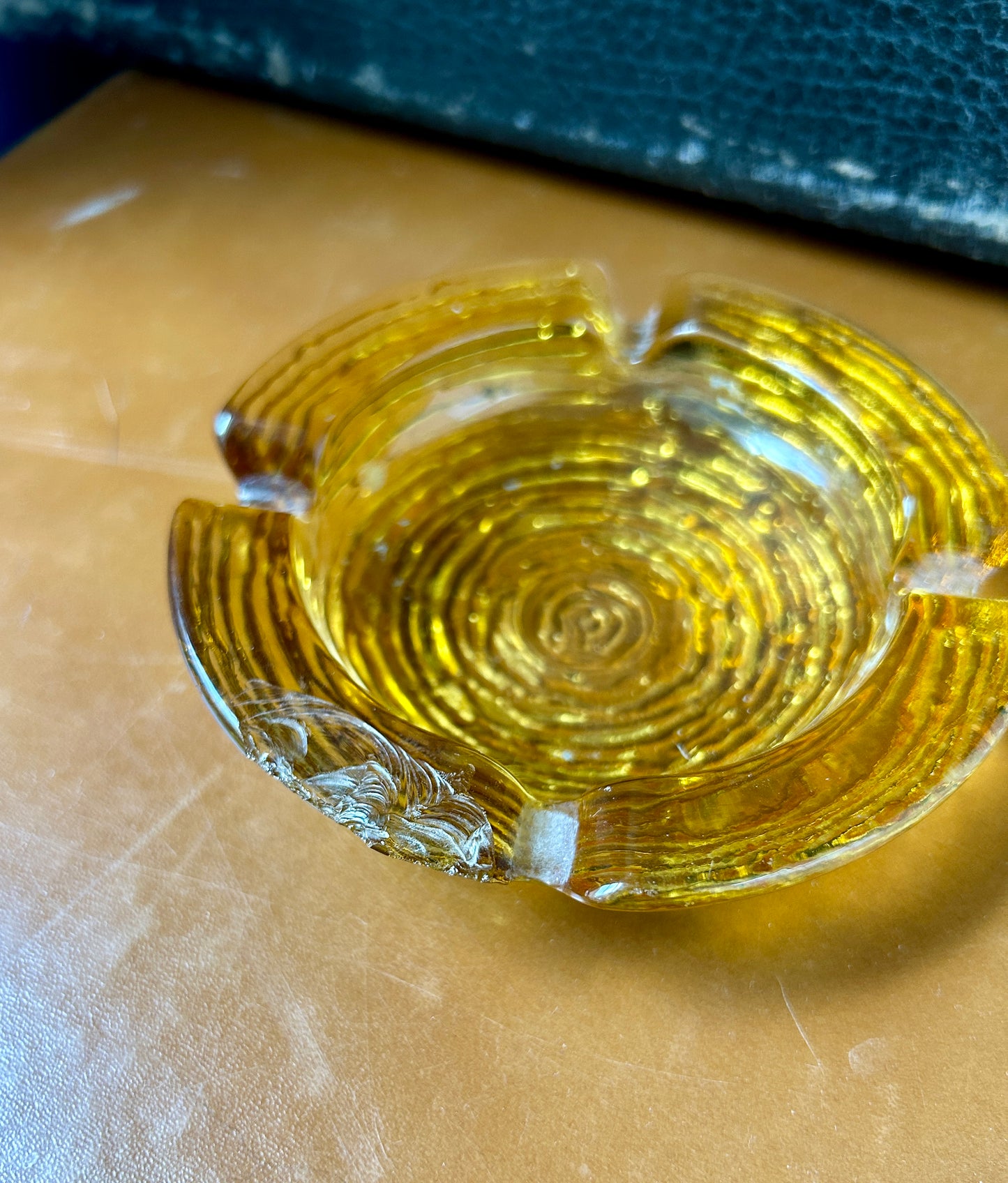 Vintage Anchor Hocking “Soreno” Gold Glass Ashtray