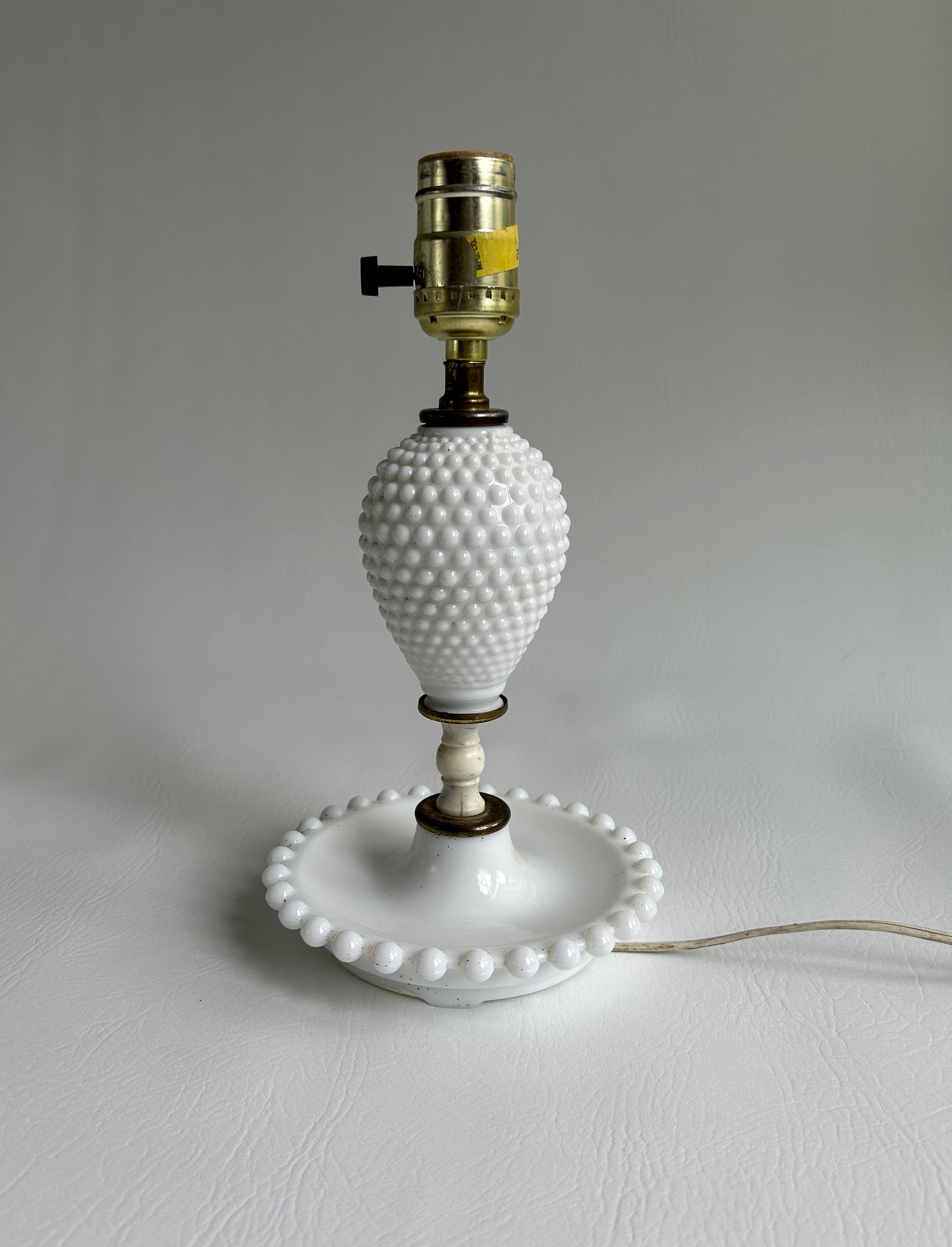 Hobnail Milk Glass Lamp with a Base Tray