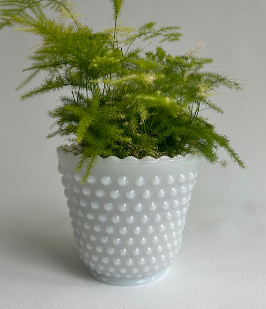 Vintage White Milk Glass Hobnail Vase