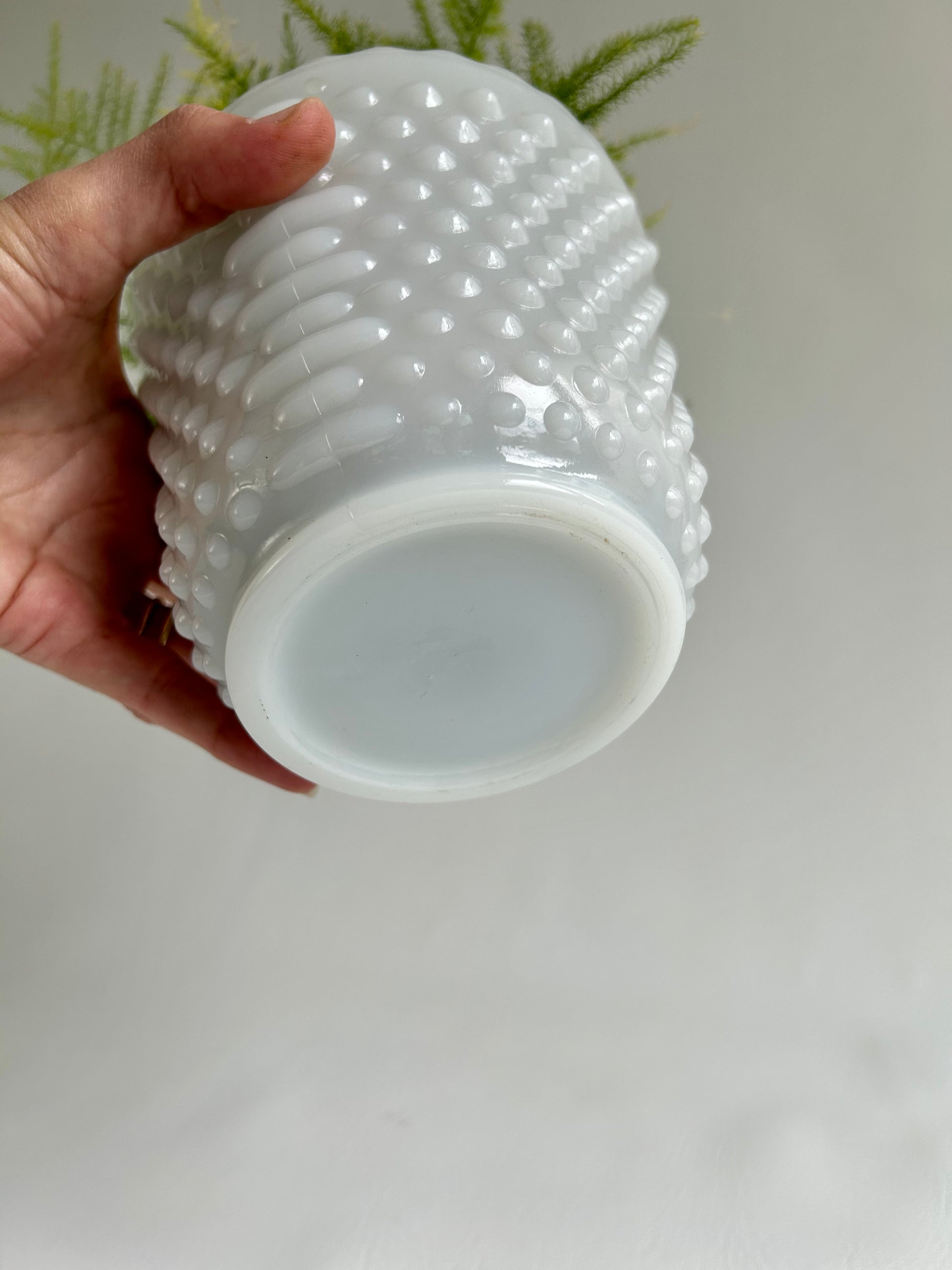 Vintage White Milk Glass Hobnail Vase