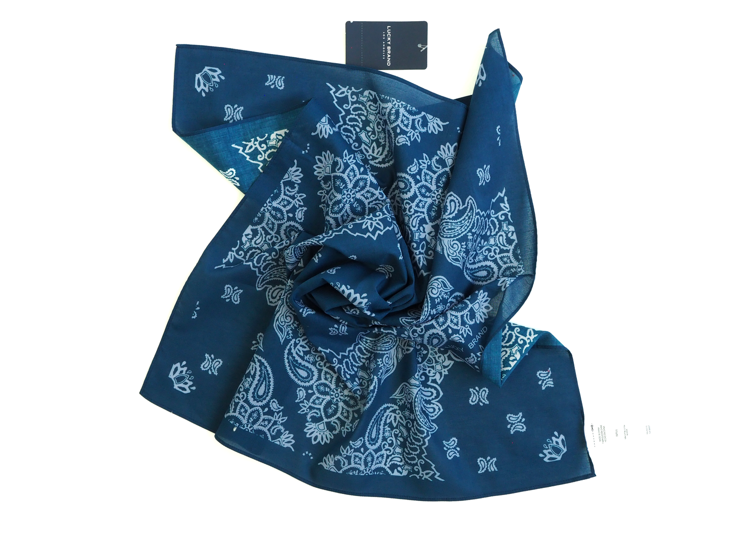 Indigo Blue Paisley Lucky Brand 100% Cotton Bandana