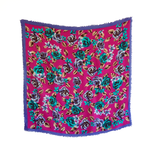 Floral Scarve in Green, Fuchsia, Purple