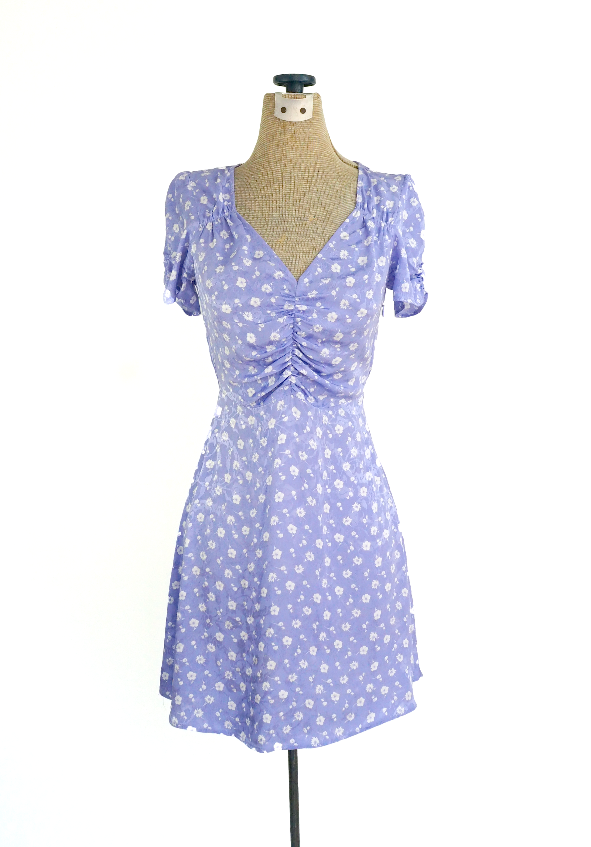 Free People Purple Satin Calico Print Mini Dress Free People Purple Satin Calico Print Mini Dress