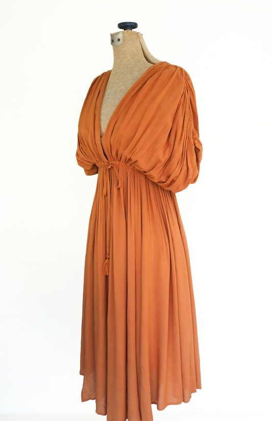 Terracotta Cotton Gathered Dress