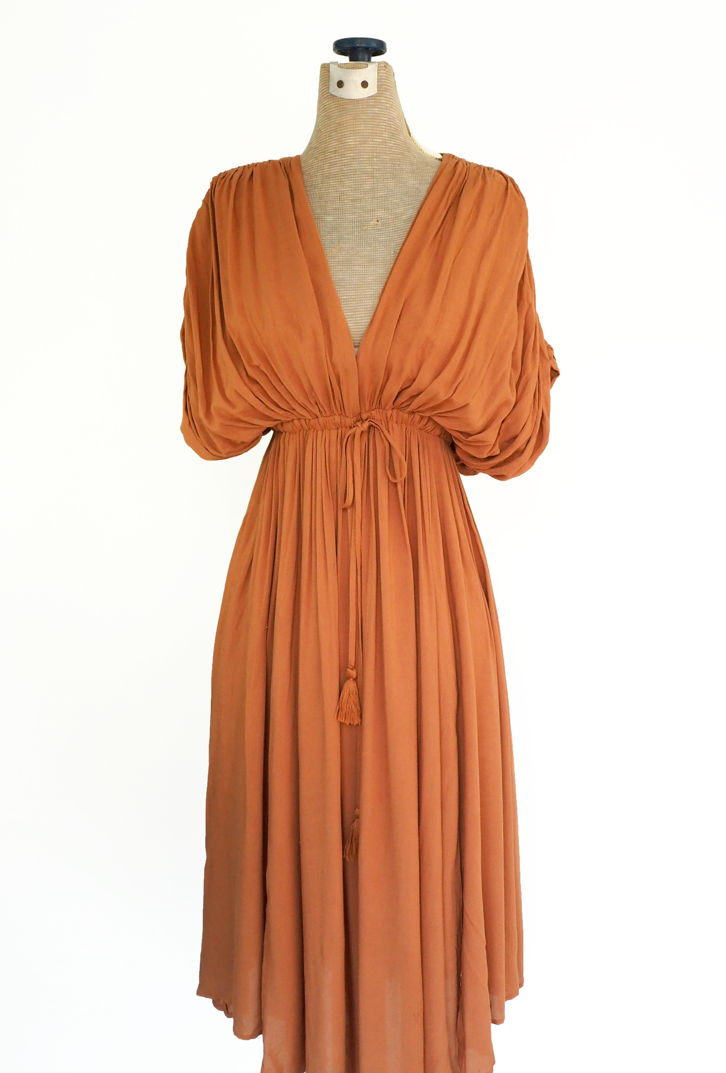 Terracotta Cotton Gathered Dress