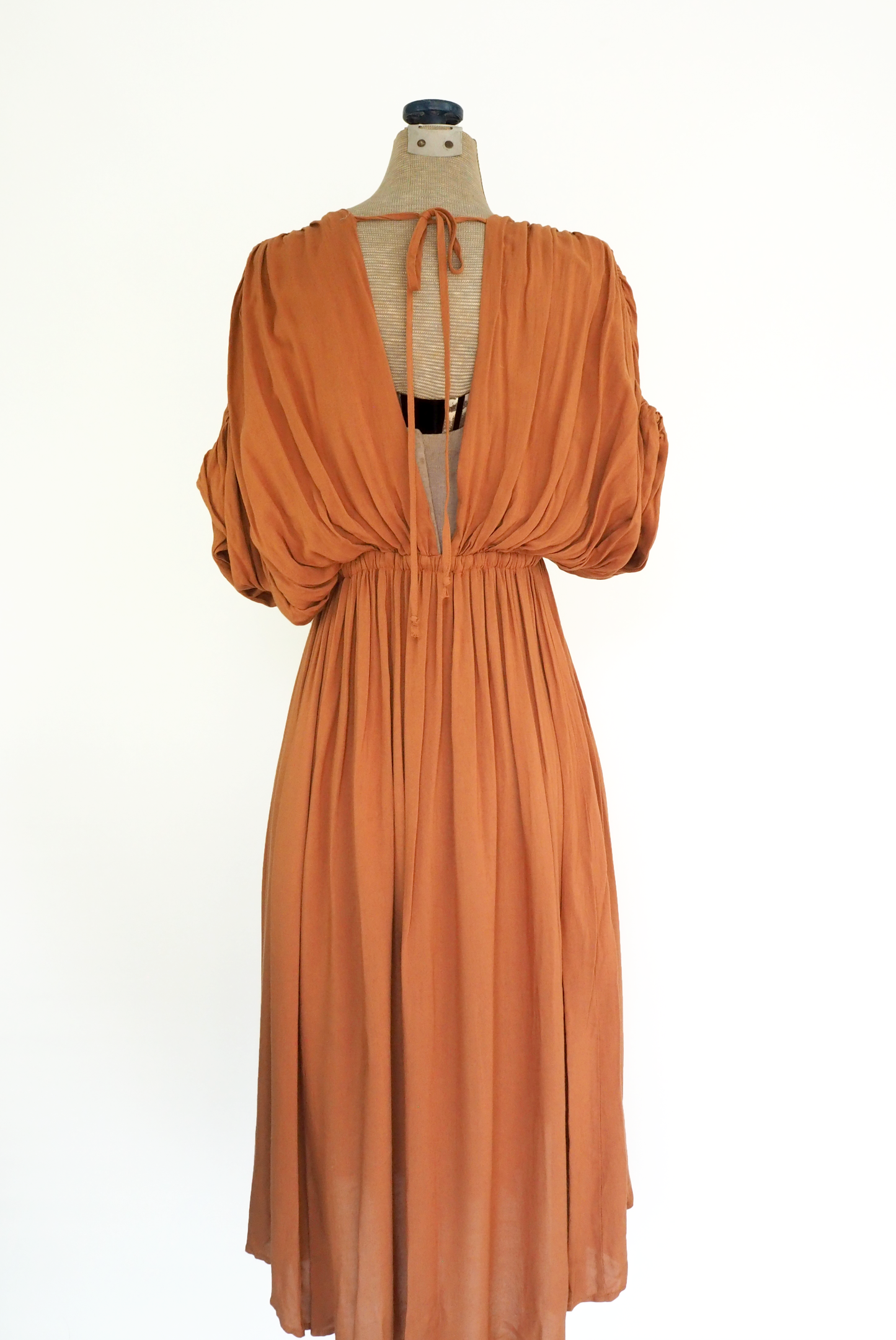 Terracotta Cotton Gathered Dress