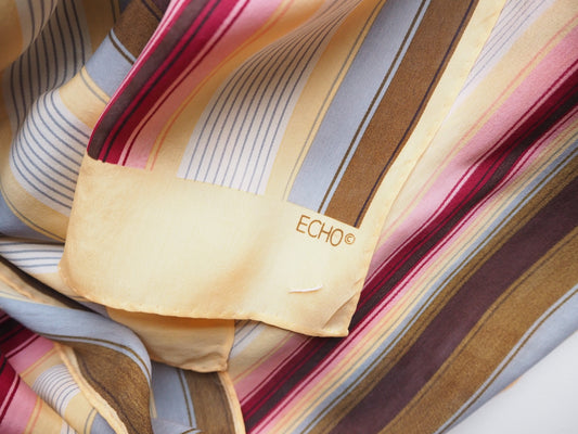 Echo Vintage Silk Striped Hair Scarf