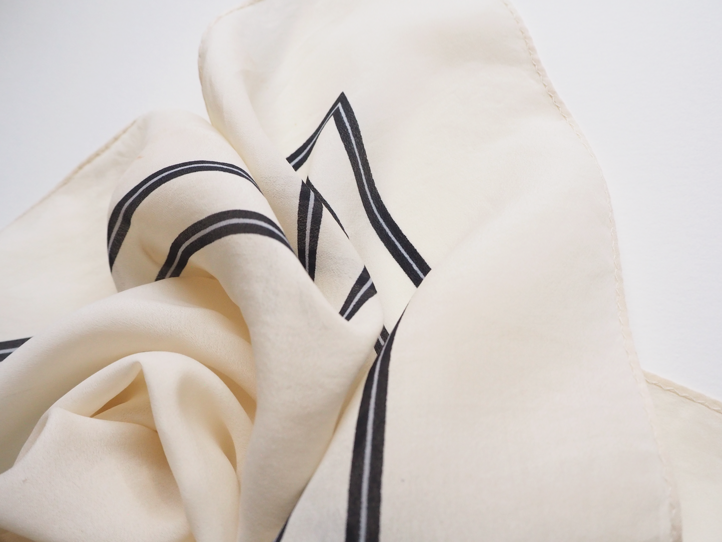 CACHAREL vintage silk scarf in cream with a double border