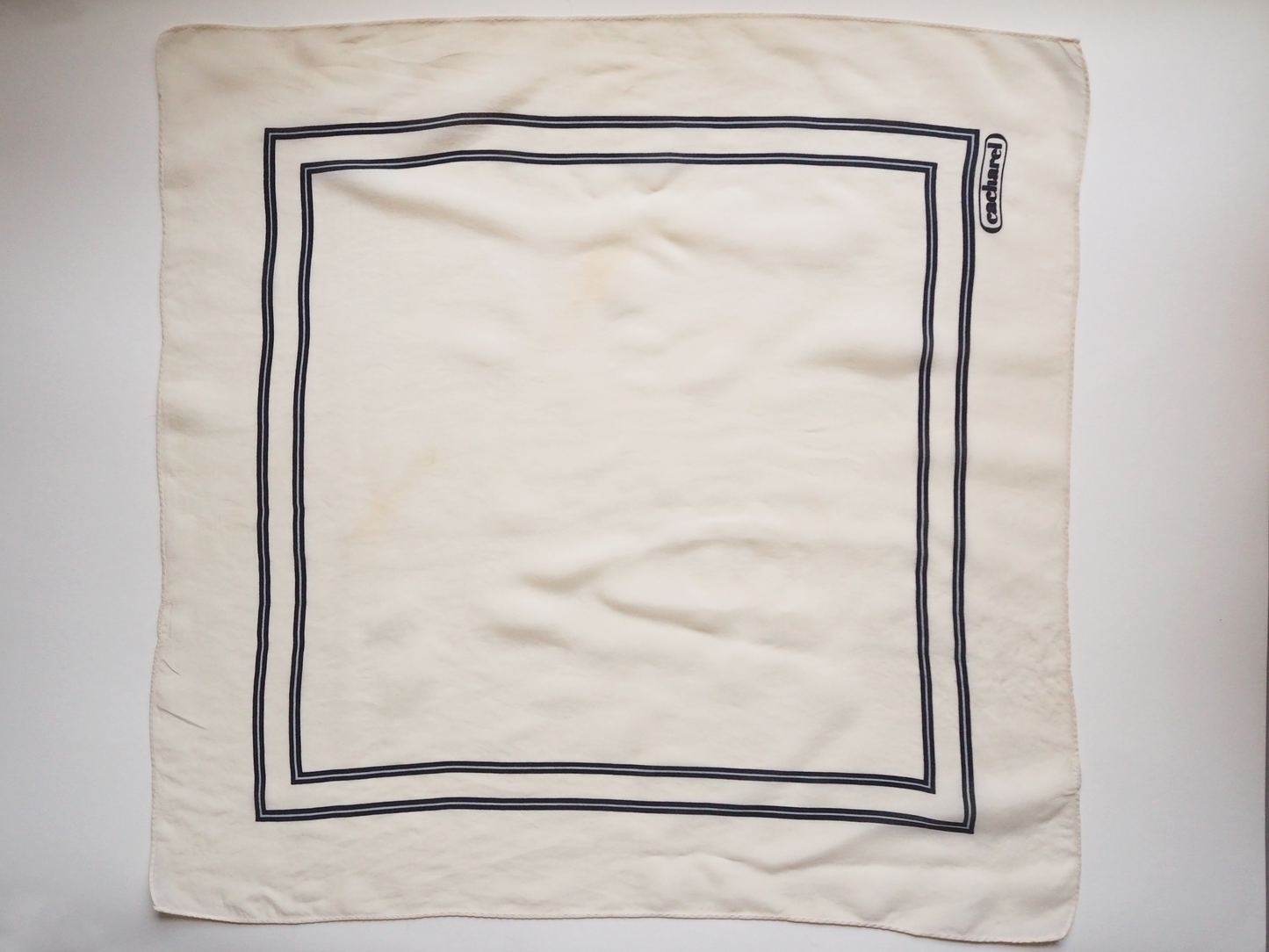 CACHAREL vintage silk scarf in cream with a double border