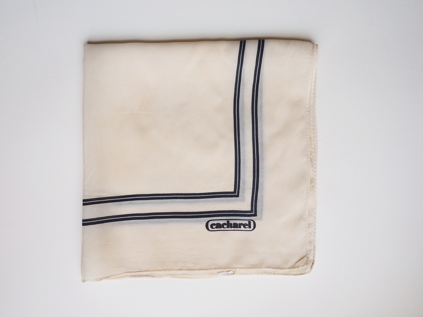 CACHAREL vintage silk scarf in cream with a double border