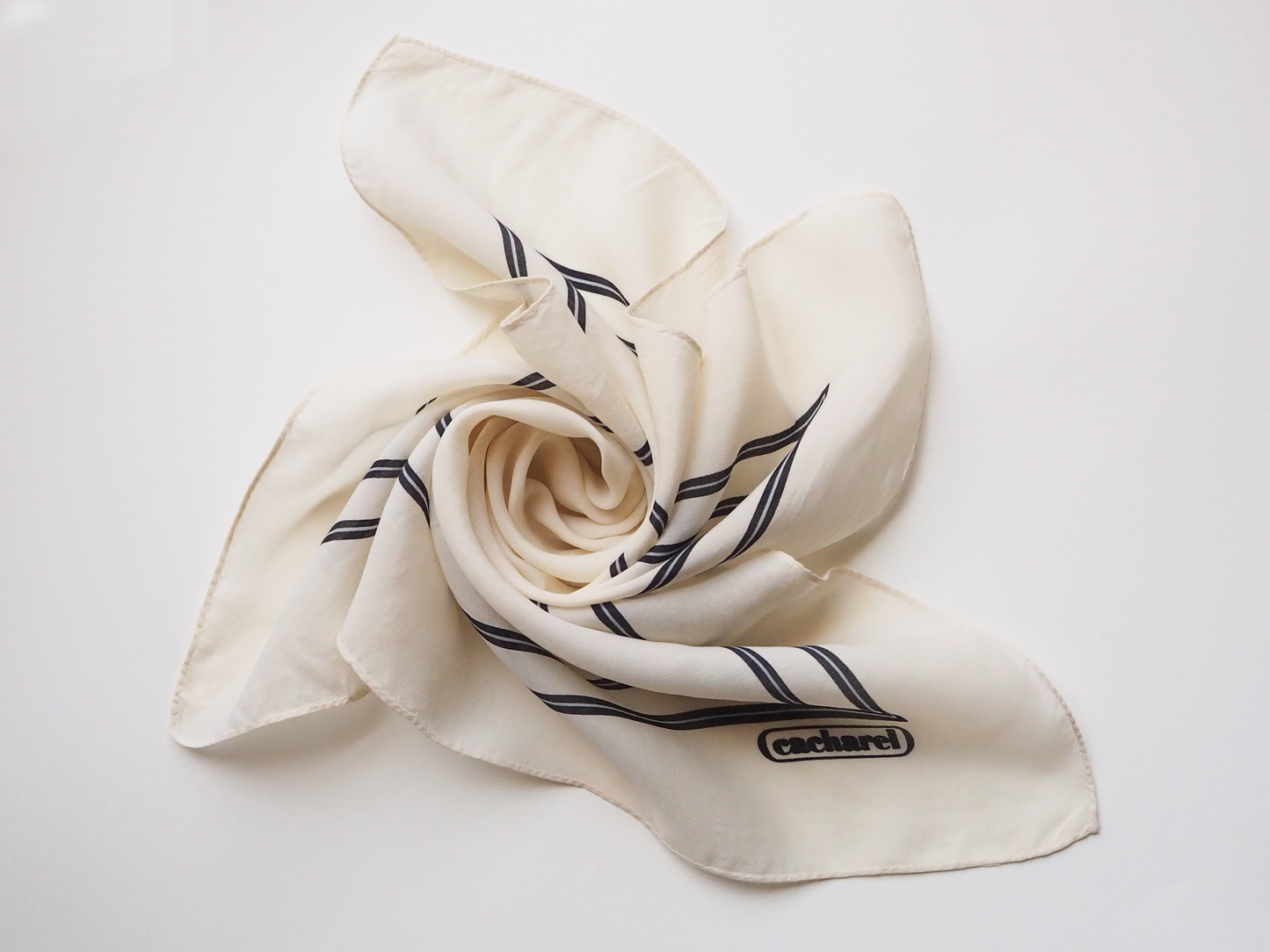 CACHAREL vintage silk scarf in cream with a double border