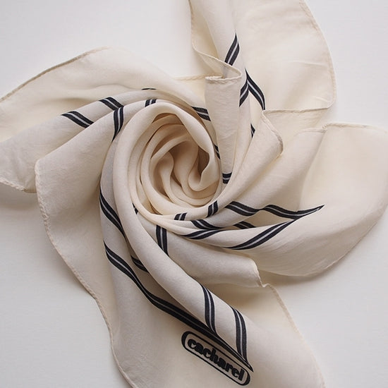 CACHAREL vintage silk scarf in cream with a double border