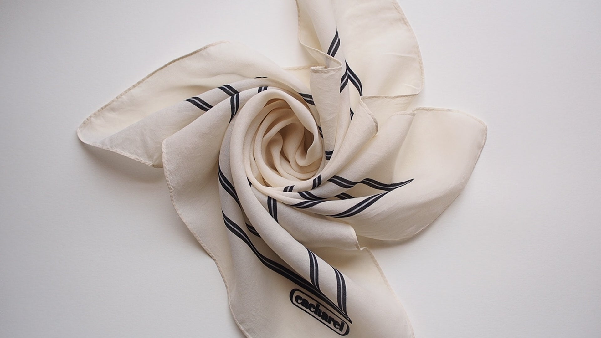 CACHAREL vintage silk scarf in cream with a double border