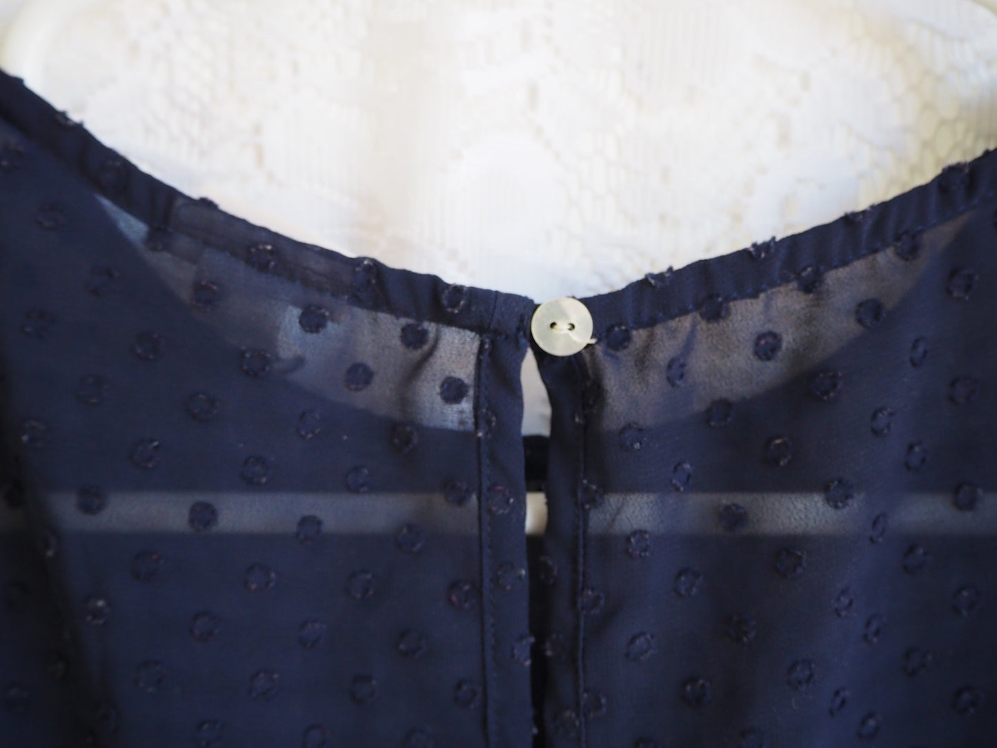 Navy Sheer Swiss Dot Top