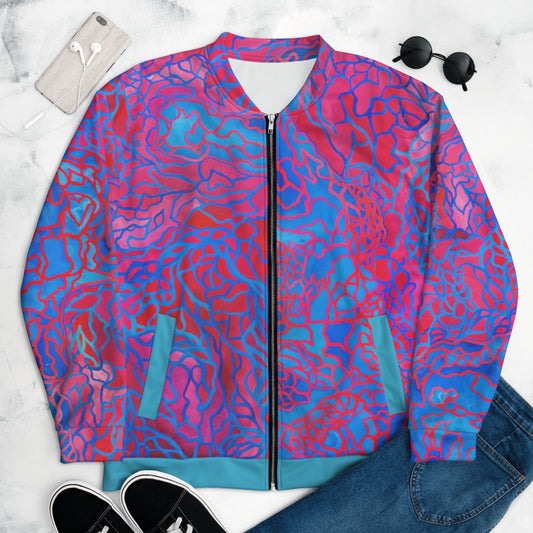 Pink | Turquoise Bomber Jacket with Blue Trim