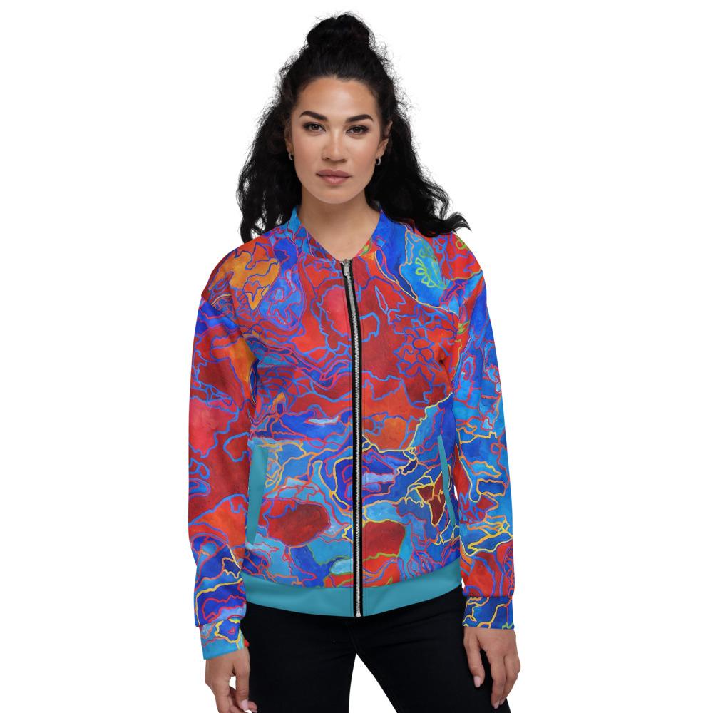 Red | Blue Bomber Jacket with Blue Trim