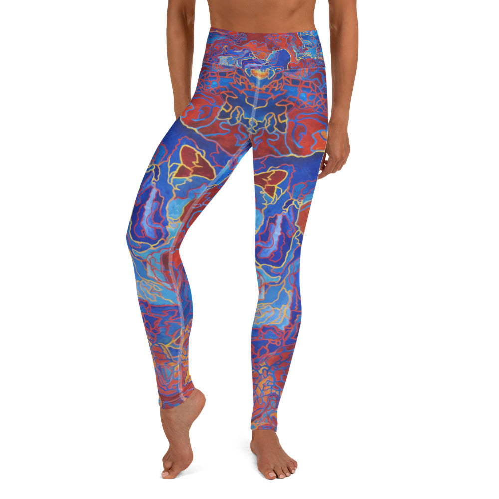 Red | Blue Yoga Leggings