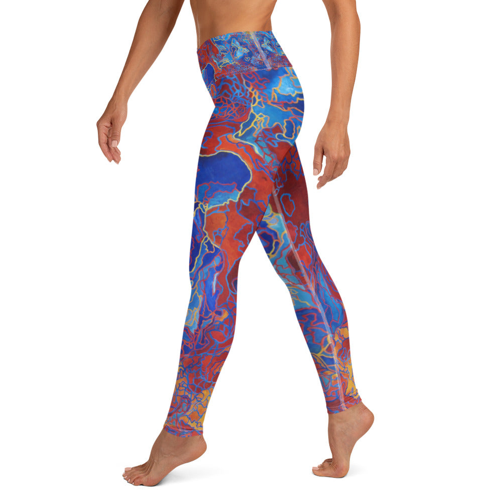 Red | Blue Yoga Leggings