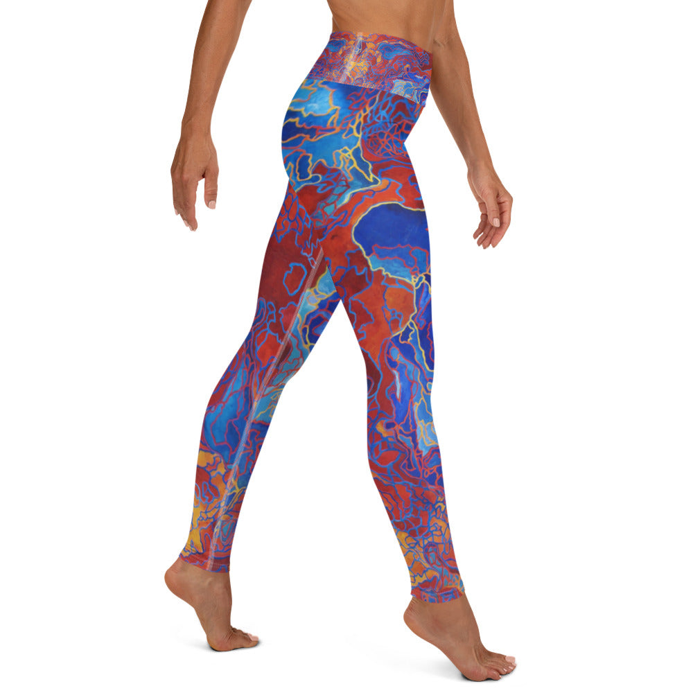 Red | Blue Yoga Leggings